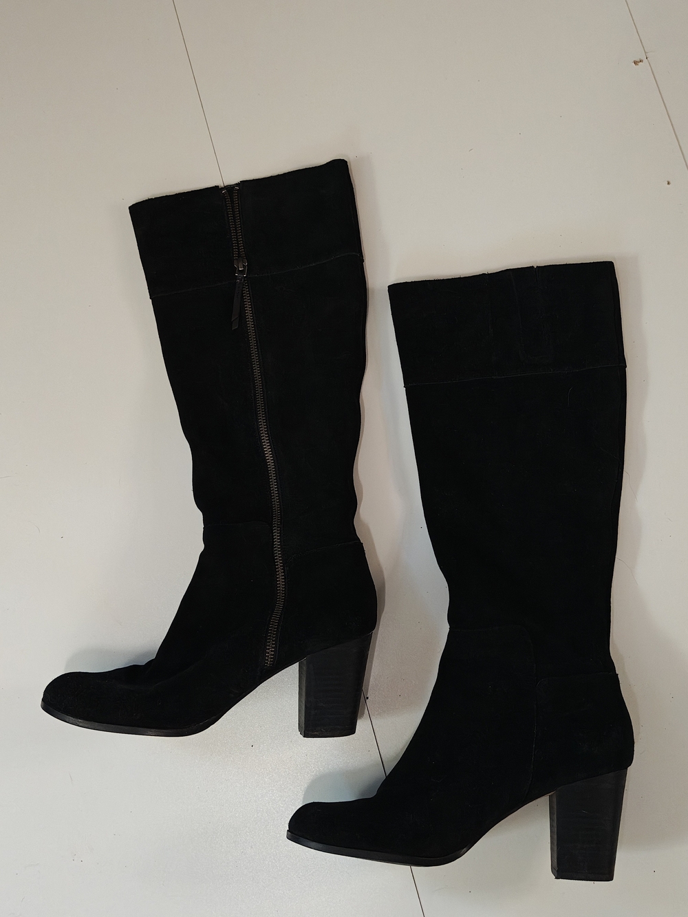 Cole Haan Grand.ØS Black Suede Knee High Block Heel Boots 9.5B